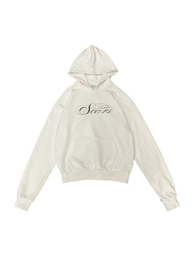 Scars Glitter Hoodie - White